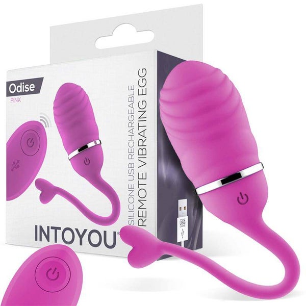 Œuf vibrant INTOYOU Odise avec télécommande USB, en silicone rose