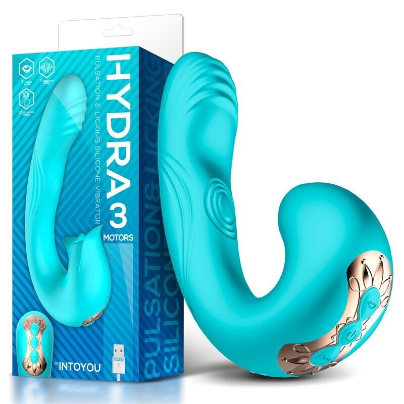 INTOYOU Hydra Vibe avec pulsations et stimulation clitoridienne, languette à 3 moteurs USB