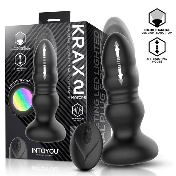 Plug anal INTOYOU Krax avec vibration, pénétration, lumière LED et télécommande