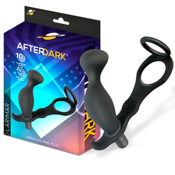PLUG ANAL VIBRANT EN LARIMAR AFTERDARK AVEC ANNEAUX POUR PÉNIS ET TESTINS
