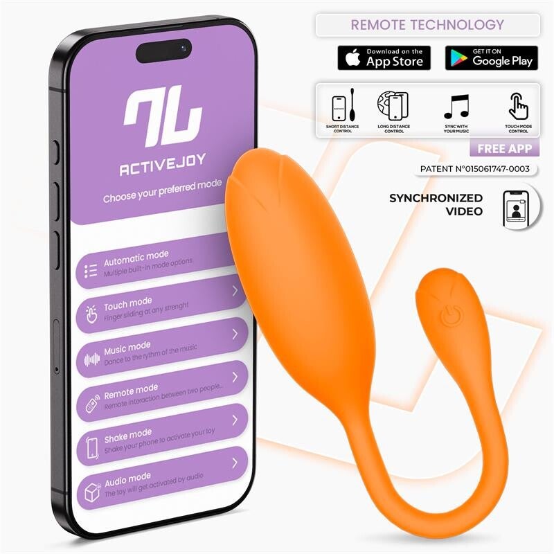 Œuf vibrant Logan de la série INTOYOU APP, avec application, en silicone monobloc orange