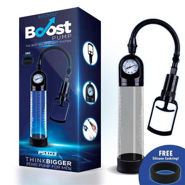 Pompe à pénis manuelle BOOST PUMPS avec valve PSX03 Crystal