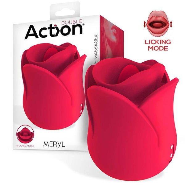 Stimulateur vibrant Meryl Vibe en forme de rose avec langue et 2 moteurs