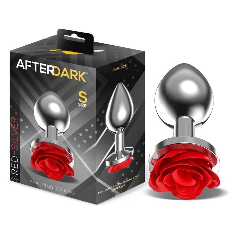 AFTERDARK PLUG ANAL EN MÉTAL AVEC BASE ROSE ROUGE - TAILLE S