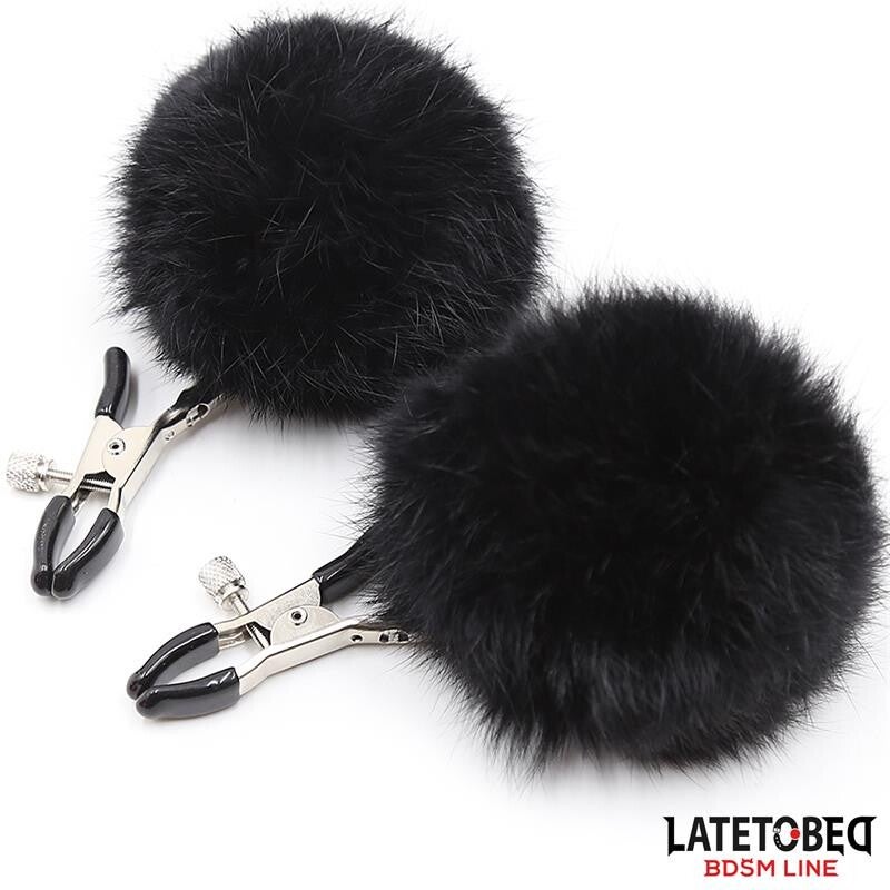 Pinces à tétons LATETOBED BDSM LINE avec fourrure noire