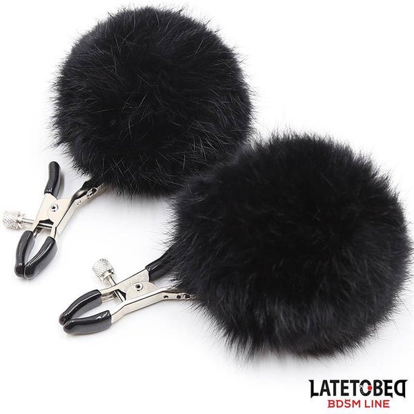 Pinces à tétons LATETOBED BDSM LINE avec fourrure noire