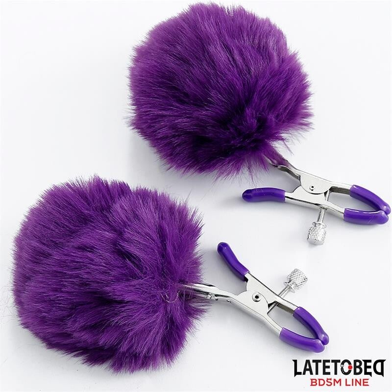 Pinces à tétons LATETOBED BDSM LINE avec fourrure violette