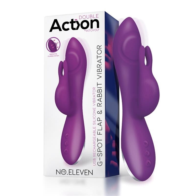 Vibromasseur ACTION n° 11 avec fonctions lapin, point G et pulsation, magnétique, USB, silicone