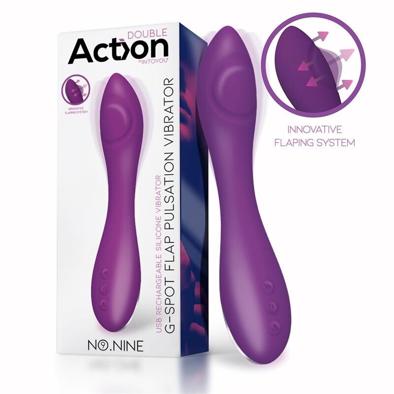 ACTION No. Nine Vibromasseur Point G avec fonction de clapet, magnétique, USB, silicone