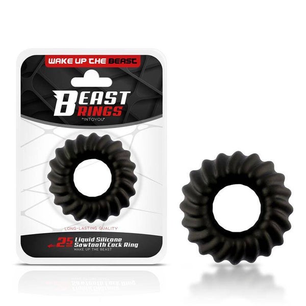 Anneau pénien BEAST RINGS en silicone liquide à dents de scie, 25 mm