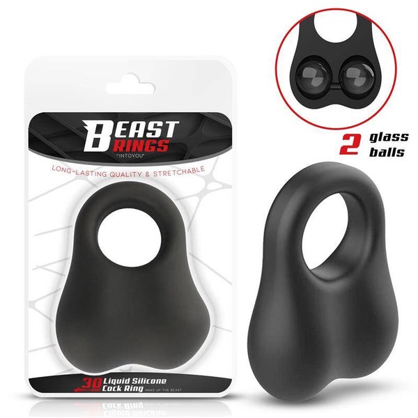 Anneau pénien BEAST RINGS avec billes de verre, silicone liquide, 30 mm