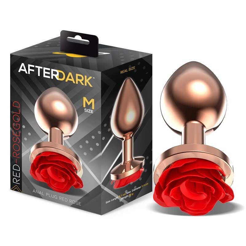 AFTERDARK PLUG ANAL OR ROSE AVEC BASE ROSE ROUGE, TAILLE M