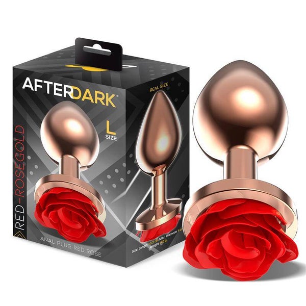 PLUG anal AFTERDARK Rose or avec base rose rouge, taille L