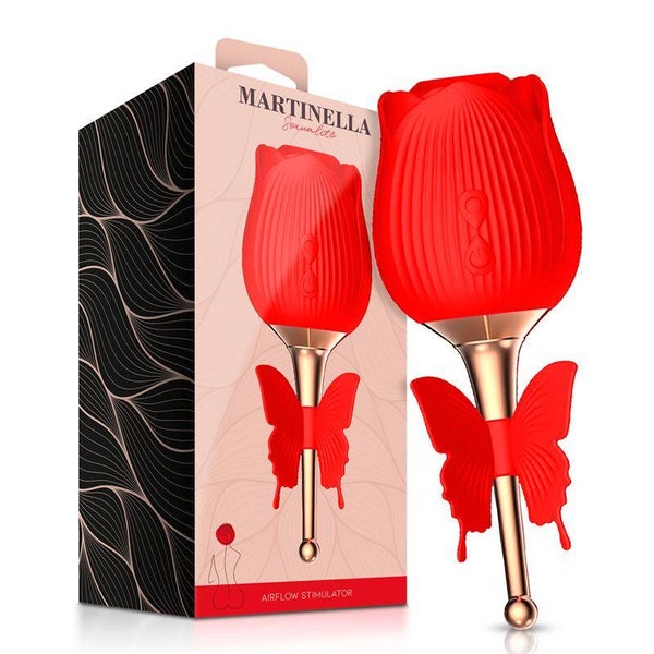 MARTINELLA Rose avec ventouse et papillon vibrant