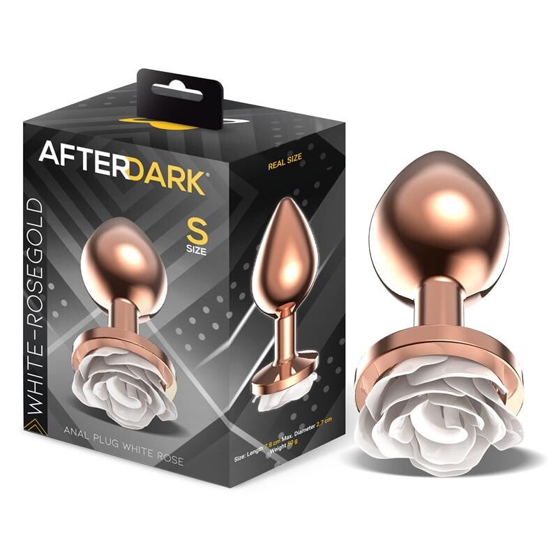 AFTERDARK PLUG ANAL EN MÉTAL DORÉ ROSE AVEC BASE EN ROSE BLANCHE - TAILLE S