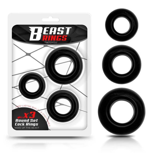 BEAST RINGS Lot de 3 anneaux péniens flexibles noirs