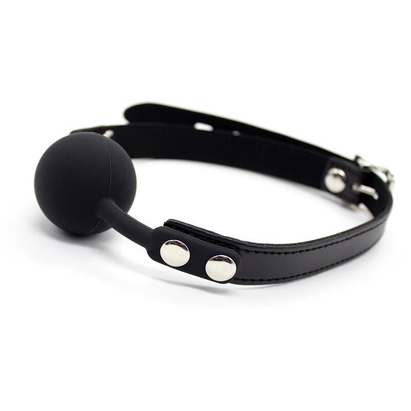 BÂILLON-BOULE EN SILICONE LATETOBED BDSM LINE 4 CM RÉGLABLE NOIR