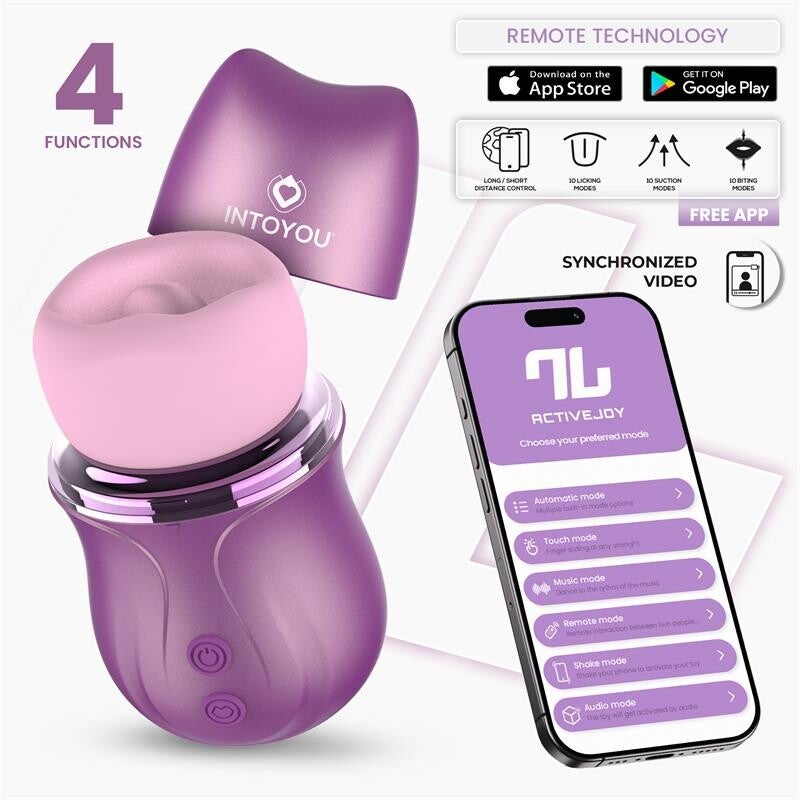 Stimulateur Suvi de la série INTOYOU avec léchage, morsure, succion et vibration, USB-C et application