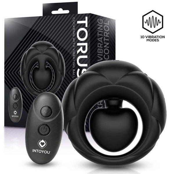 Anneau vibrant INTOYOU Torus avec boule clitoridienne et télécommande USB