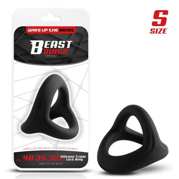 Anneau pénien triple BEAST RINGS en silicone solide 40/35/32 mm Taille S