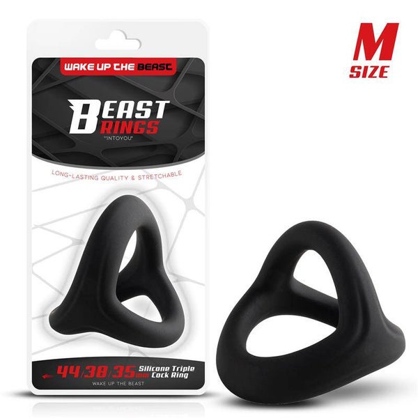 Anneau pénien triple BEAST RINGS en silicone solide 44/38/35 mm Taille M