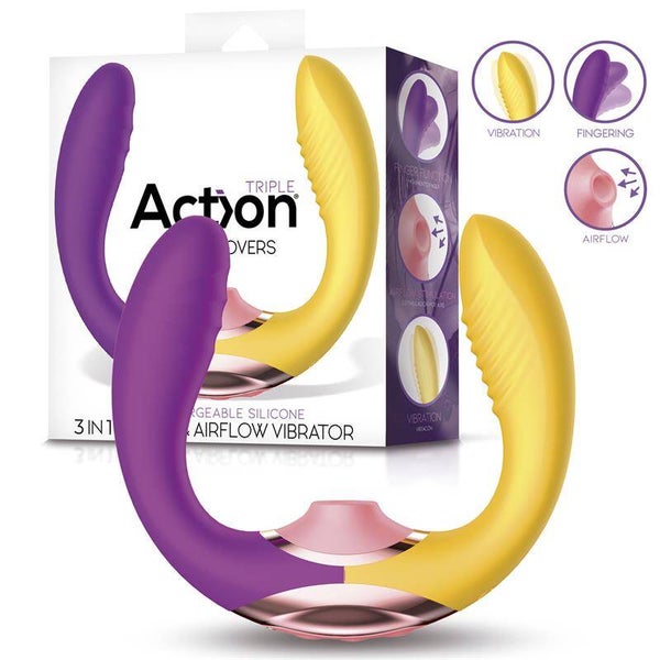 ACTION Two Lovers 3 en 1 Vibrateur à doigt et à flux d'air