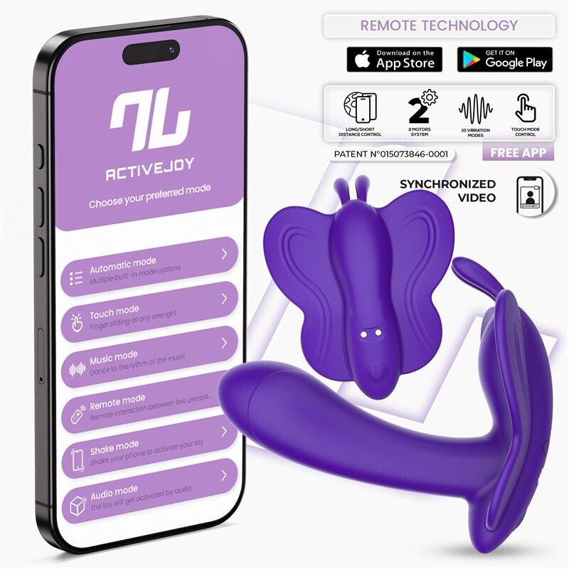 Vibromasseur papillon ailé INTOYOU APP SERIES avec application Violet foncé