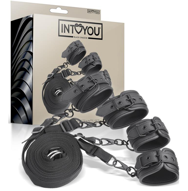 INTOYOU BLACK SHADOW ENSEMBLE DE RETENUE DE LIT EN CUIR VÉGÉTALIEN