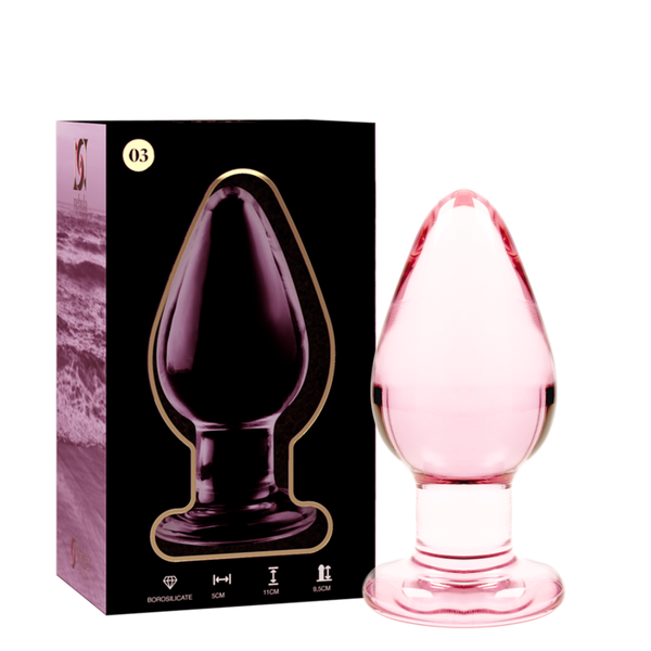 PLUG ANAL MODÈLE 3 VERRE BOROSILICATE ROSE 11 CM -O- 5 CM