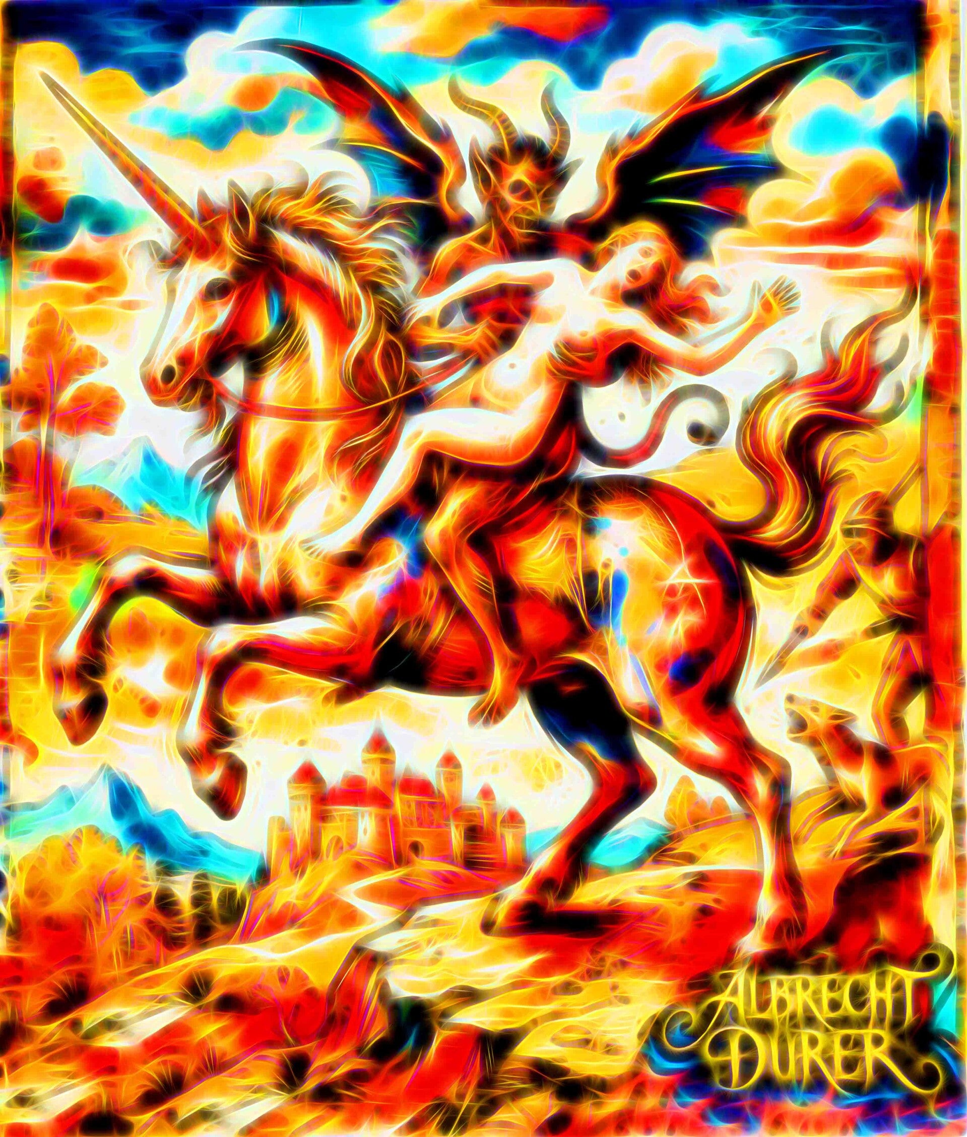 DIE ENTFÜHRUNG AUF DEM EINHORN - FREI NACH ALBRECHT DÜRER