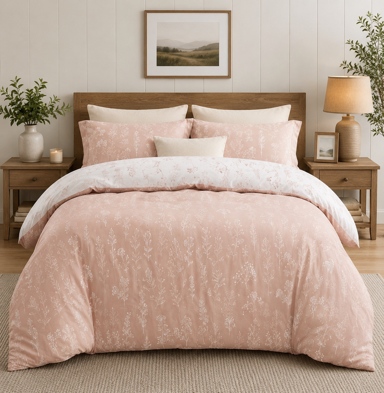 XAIVORA Home | U by Bedsure Dusty Rose Floral Comforter Set – Queen, 3 Pieces