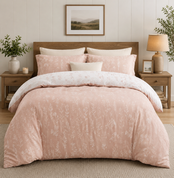 XAIVORA Home | U by Bedsure Dusty Rose Floral Comforter Set – Queen, 3 Pieces