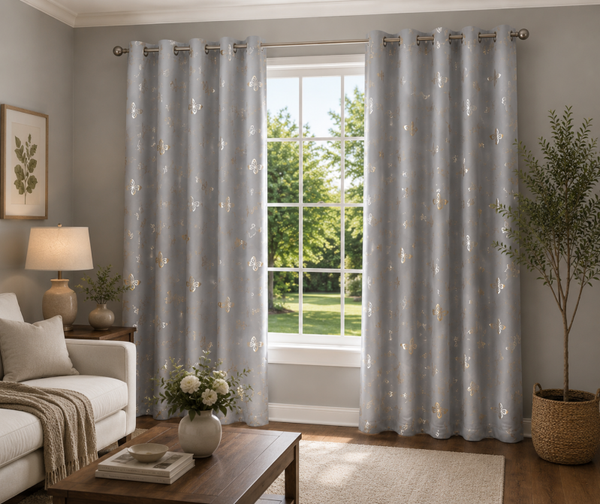 Treatmentex Butterfly Grey Blackout Curtains 2 Panels Gray 84"L ×52"W