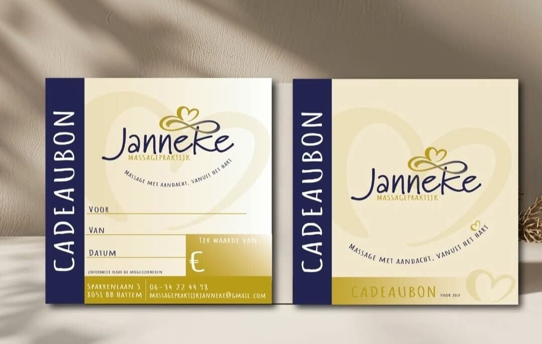 Cadeaubon Massagepraktijk Janneke, Ontspanningsmassage, Lomi Lomimassage, Hot Stonemassage, Gelaatsmassage Hattem