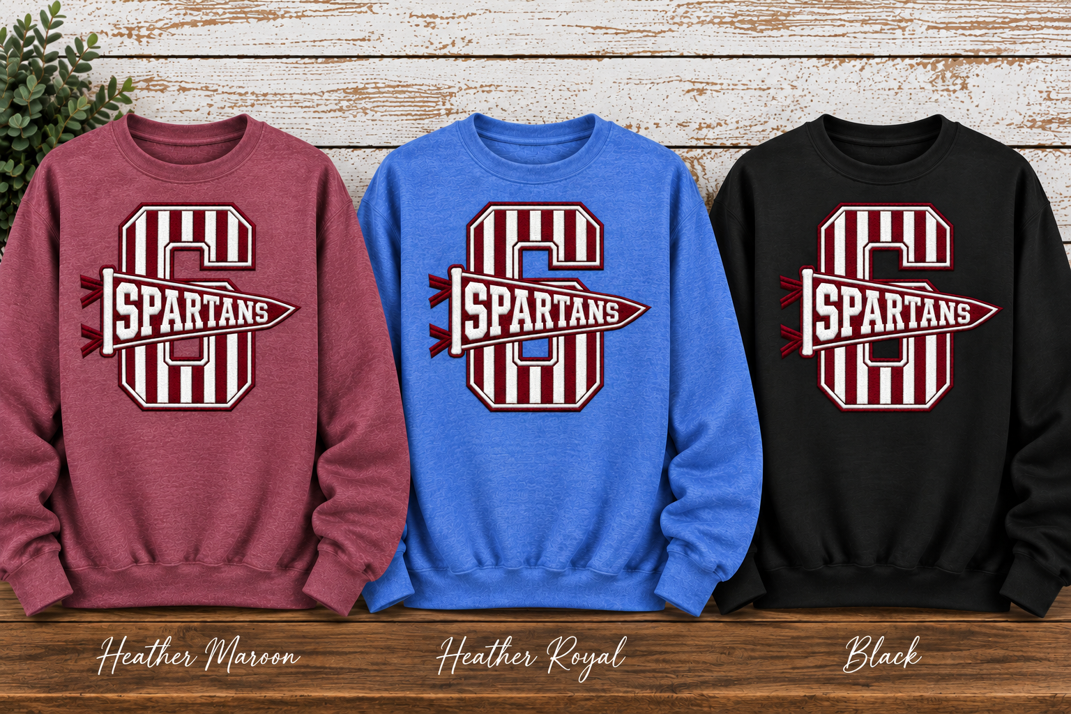 Spartans Varsity Stripe Crewneck Sweatshirt