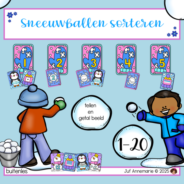 Buitenlessen - rekenen - Sneeuwballen sorteren