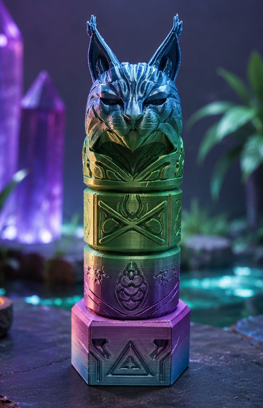 Totem Lynx – Statue décorative imprimée en 3D