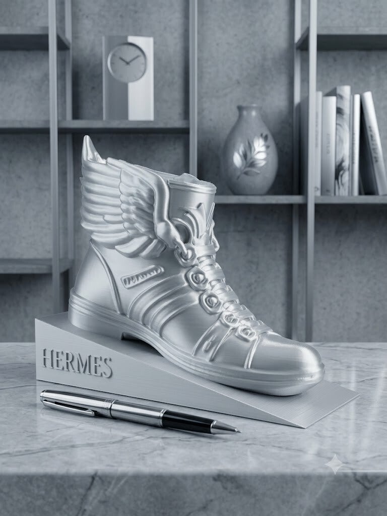 Sandale d’Hermès Argentée – Décoration Mythologie Grecque 17cm