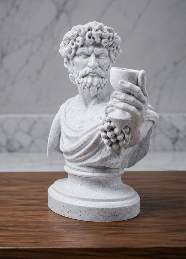 Buste de Dionysos en Effet Pierre – Statue Mythologie Grecque 15 cm