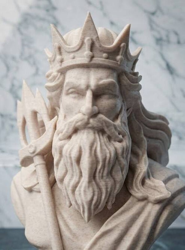 Buste Poséidon 15 cm – Statue Mythologie Grecque – Impression 3D – Déco Design