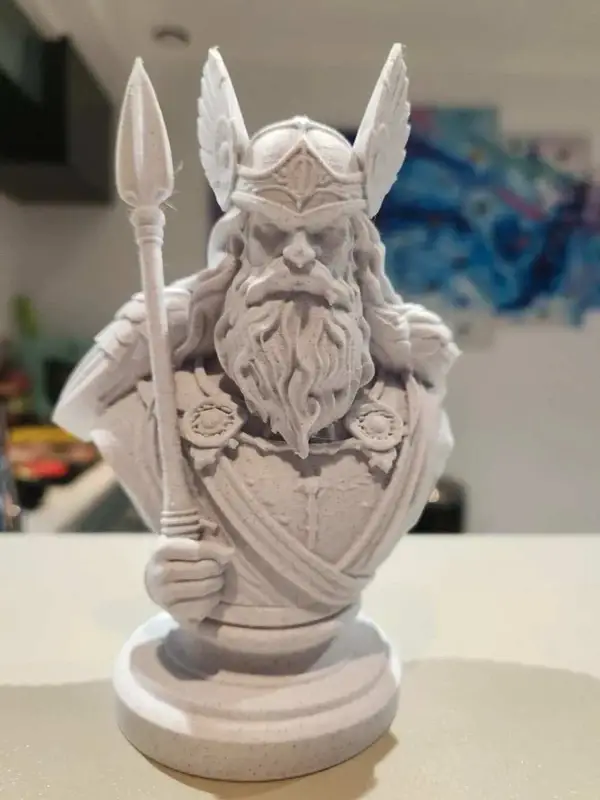 Buste Odin – Dieu Nordique – Marbre Blanc – Statue Déco 15 cm