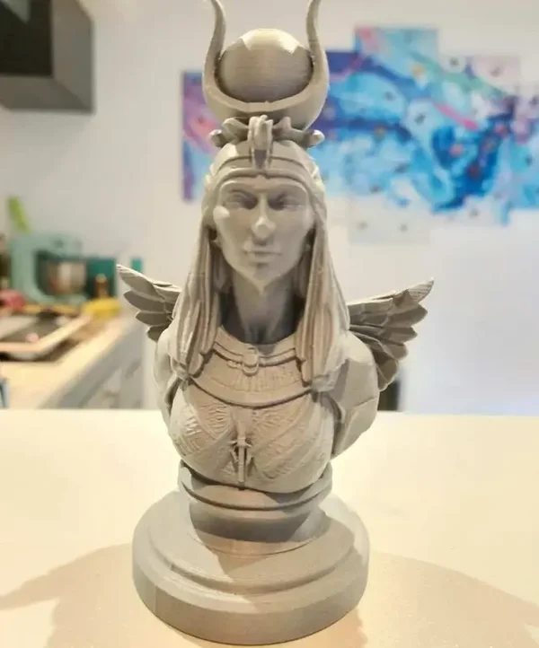 Buste Isis – Statue égyptienne antique – Impression 3D PLA marbre – 15 cm