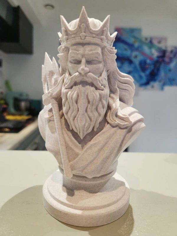 Buste Poséidon 15 cm – Statue Mythologie Grecque – Impression 3D – Déco Design