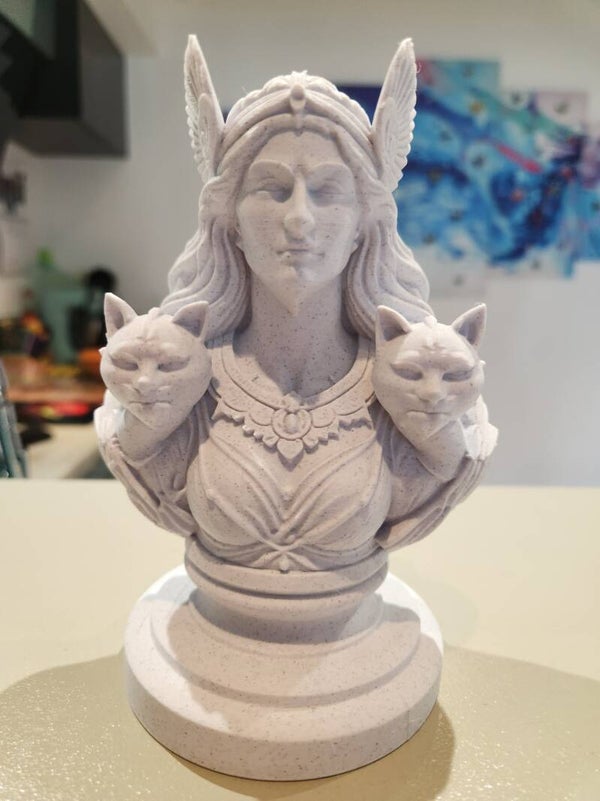 Buste de Freyja Marbre Blanc – Sculpture Mythologie Nordique Décorative 15cm