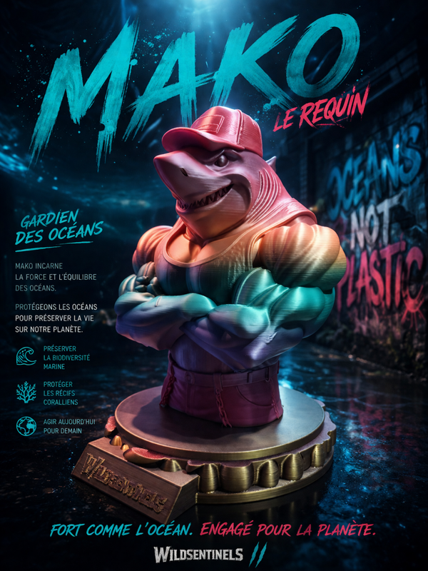 Mako le Requin WildSentinels 20cm – Sculpture Déco Solidaire Océan