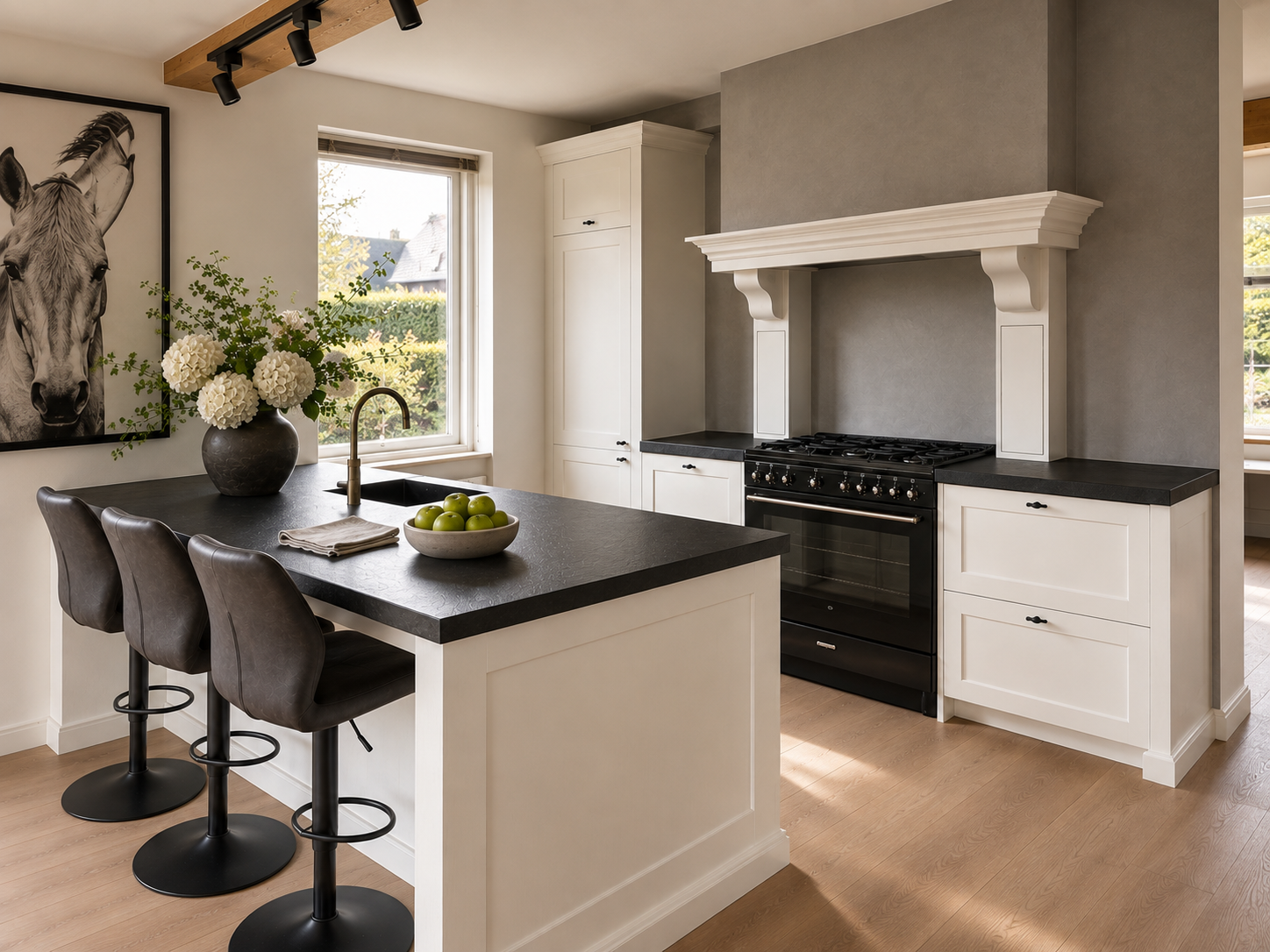 Landelijke witte leefkeuken — 03 aanzicht