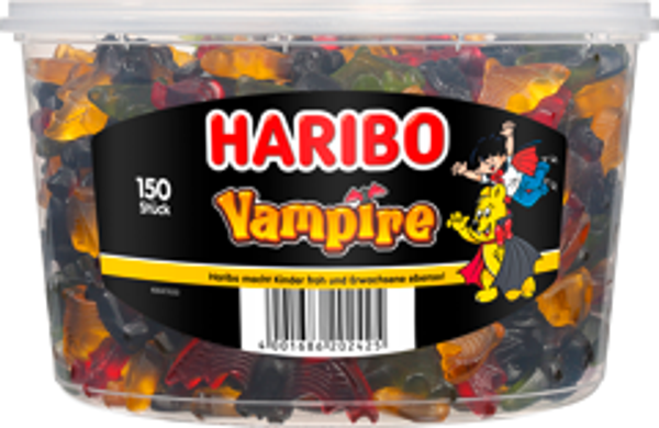 HARVB Boîte Haribo Vampires 150 pièces, boîte de 1200 g