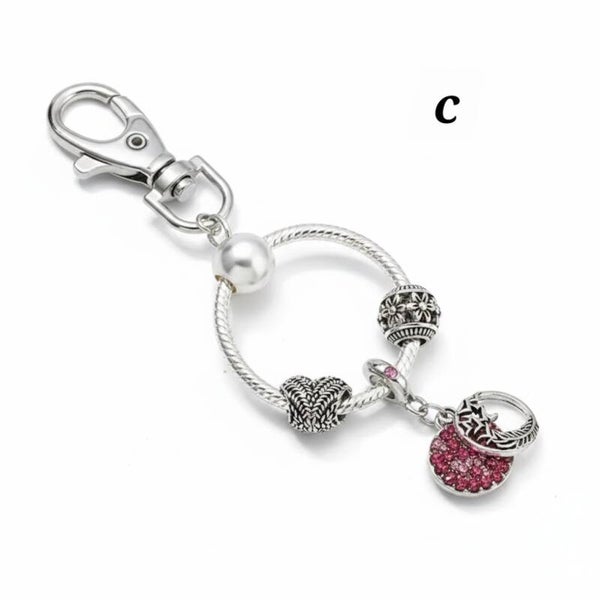 Pandora style purse charm C pink heart