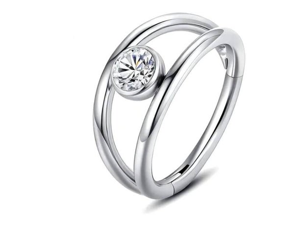 Double looped gem nose stud