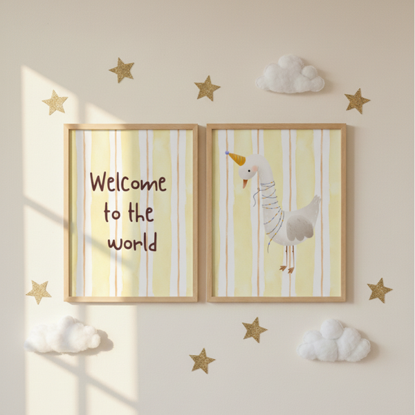 Welcome to the World & Duck – 2-delige Kinderposter Set